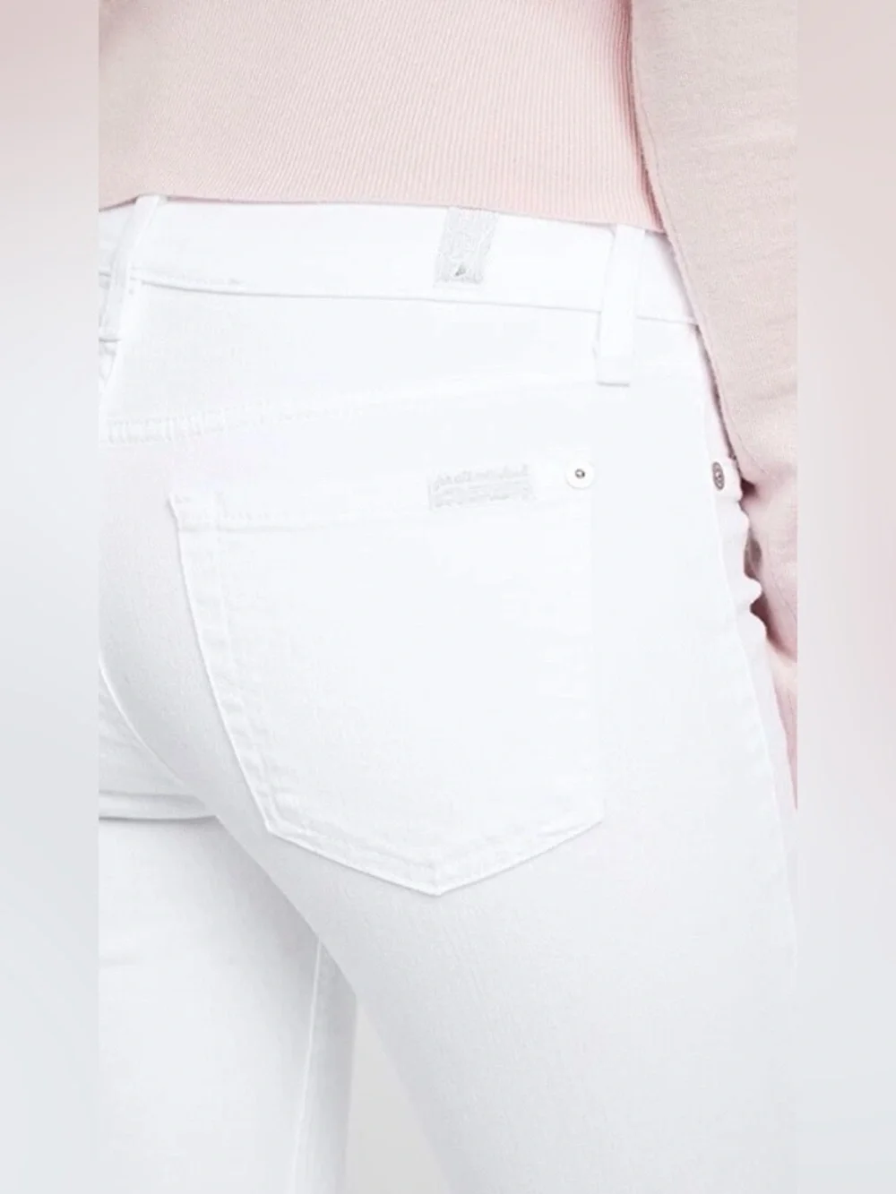 7 For All Mankind Ankle Length Skinny High Rise Button Fly White Jeans Size 29